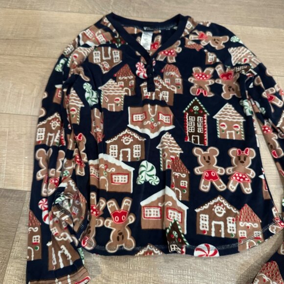 DISNEY MICKEY MOUSE GINGER BREAD HOUSE WOMENS PAJAMAS MEDIUM 8-10 - Picture 3 of 12
